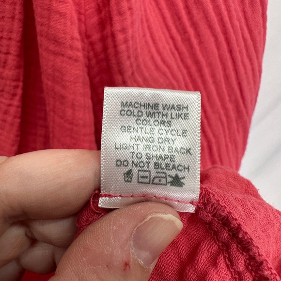 Xirena Camila Gauze Popover Top Blouse Coral Pink Women's Size XL Ruffle Neck - Picture 6 of 7